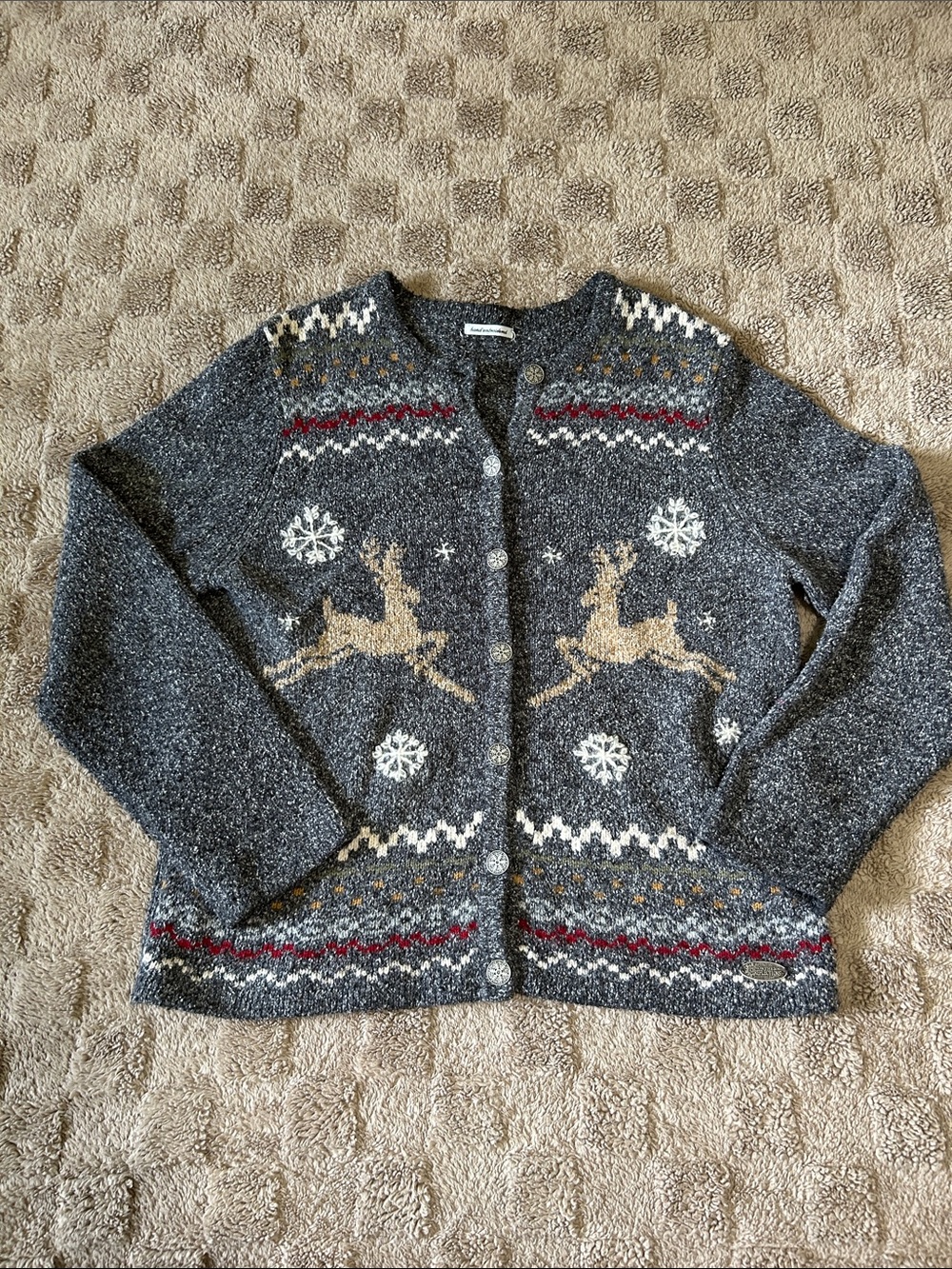 Northern Reflections Hand Embroidered Reindeer Cardigan Sweaty Cozy Winter